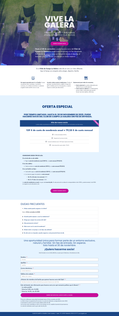Landing Page Captación de socios